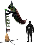 Halloween Animatronics Flying Witch Decorations Outdoor, 11ft Animated Floating Witch with Sound & Motion
