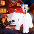 6.5 FT Christmas Inflatables Penguins Riding Polar Bear Outdoor Decorations / Blow Up Shaking Head Bear with