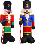 2 Packs 8ft Inflatable Nutcracker Soldier Christmas Inflatable Yard Decor Glowing Light for Christmas Outdoor