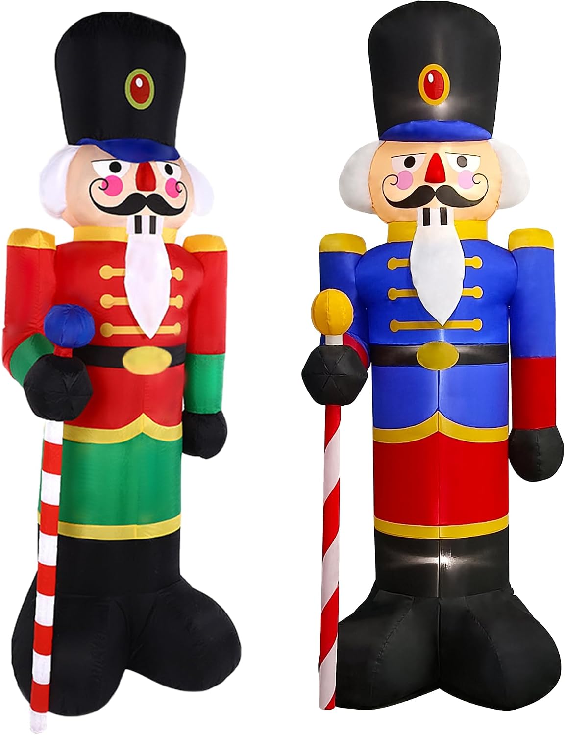 2 Packs 8ft Inflatable Nutcracker Soldier Christmas Inflatable Yard Decor Glowing Light for Christmas Outdoor