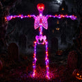 Starweeks Halloween Skeletons Decorations - 53" (135cm) Light Up Skeleton with LED Lights & 2 Red Eyes, Pos