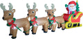 8 FT Long Christmas Inflatable Santa Claus on Sleigh with 3 Reindeer / Christmas Tree Included,