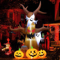 GOOSH 12 FT Halloween Inflatables Tree Outdoor Decorations Blow Up Yard Scary Dead Tree with Pumpkin Ghost Tombstone with ...
