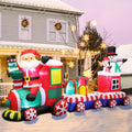 FunFanso 8 FT Christmas Inflatable Train with Santa, Snowman, Gift Boxes / Christmas Blow Up Yard Decors with