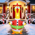8 FT Christmas Inflatables Outdoor Decorations, Blow Up Screaming Chicken / Built-in LED Lights, Funny