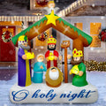 7FT Christmas Inflatable Nativity Scene, Large Outdoor Christmas Decorations with 16 LED Lights, Blow Up