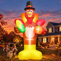 zukakii 12FT Giant Thanksgiving Inflatable Turkey with Corn Pumpkin Pilgrim Hat Bright Built-in LEDs