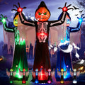 Elegear 12FT Pumpkin Skeleton Reaper Halloween Inflatable Blow Up Décor / 7-Mode RGB Glow, PIR
