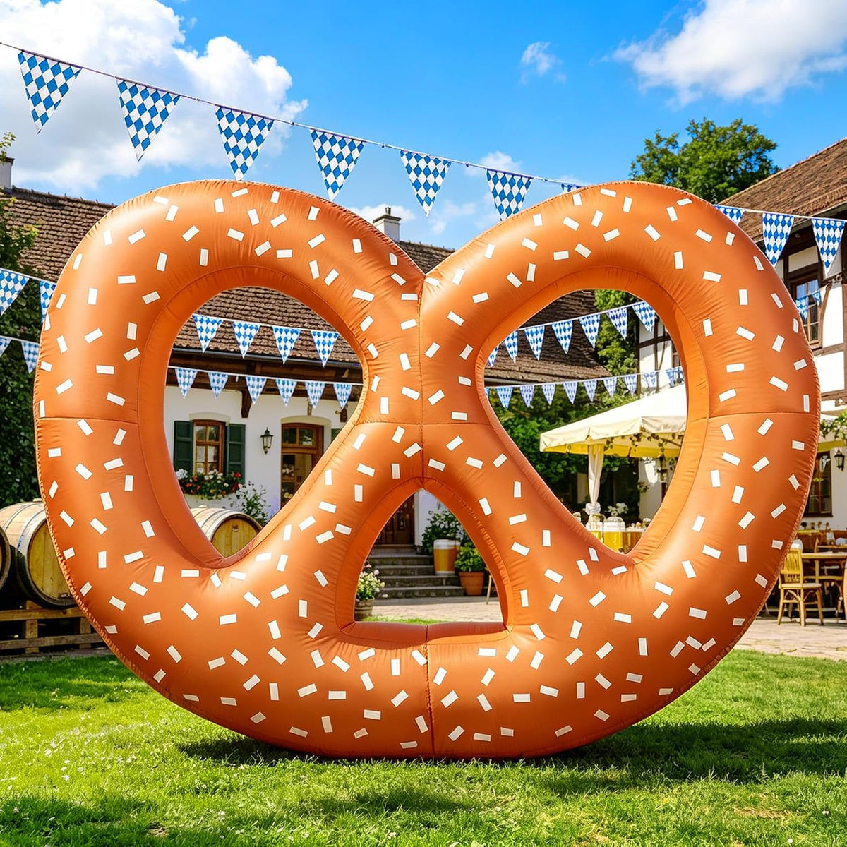 8FT Oktoberfest Inflatable Pretzel Decoration Outdoor Bavarian Beer Party / Gaint 8ft Long blow up Yard