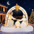 7 FT Christmas Inflatable Nativity Scene Outdoor Decorations, White Gold / Holy Christmas Blow Ups Nativity