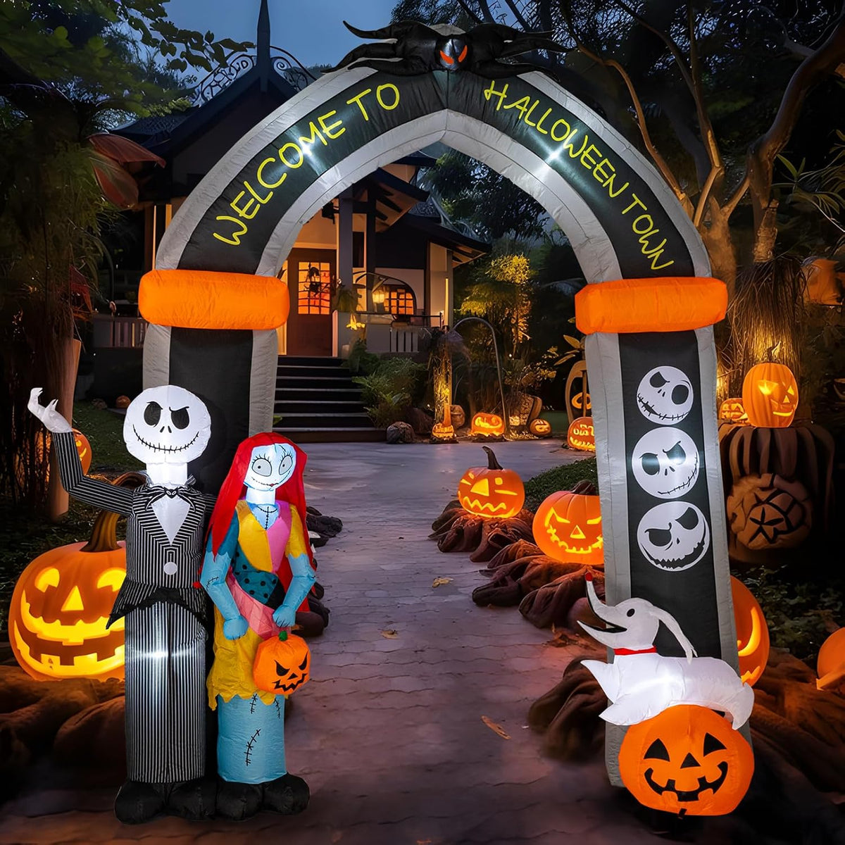 Hioasis 10FT Hallowen Inflatable Outdoor Decorations / Halloween Arch Inflatable Decoration with Skeleton