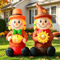 DomKom 4.3FT Thanksgiving Fall Inflatable Scarecrow Decorations, / Built-in LED Lights Outdoor Blow Up Decor
