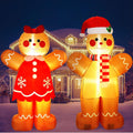 Ceenna 2 Pcs 6 ft Gingerbread Man Christmas Inflatable LED Couple Decor / Welcome Gingerbread Couple Set with