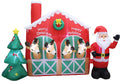 9 Foot Long Christmas Inflatable Santa Claus Reindeer in Stable / With Christmas Tree, Cute Lights Lighted,
