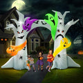 UniqSeason 14FT Length X 10FT Tall Halloween Inflatable Tree Arch with 4 Colorful Ghosts, Halloween Blow Up