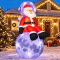 8FT Christmas Inflatable Astronaut Santa Claus on Moon with LED Lights / Large Outdoor Blow Up Christmas Yard