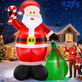 12 Ft by 7.6 Ft Giant Christmas Inflatables Decorations Outdoor Santa Claus with Gift Bag with LED Light for