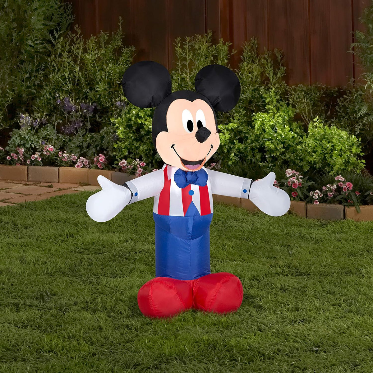 Gemmy 3.5 FT Patriotic Mickey Mouse Inflatable with American Flag – Lighted Airblown Disney 4th of July Blow