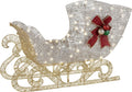 National Tree Company 38in Pre-lit Crystal Splendor Sleigh / 70 Warm White LED Lights, Ground Stakes,