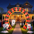 Gilprop 10 ft Casino Night Inflatable Archway with Built-in LED Lights / Black, Red and Gold Roulette Entr